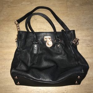 Black and Rose Gold Michael Kore Purse